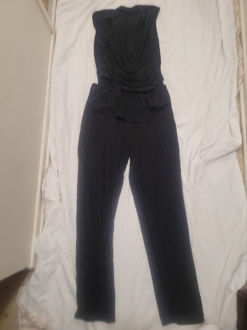 BNIB SHEIN Strapless Pleated Wide-Leg Jumpsuit - Black Pants And Top